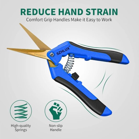 6.5" Gardening Scissors Hand Pruner Pruning Shears with Titanium Coated Curved - Picture 3 of 7